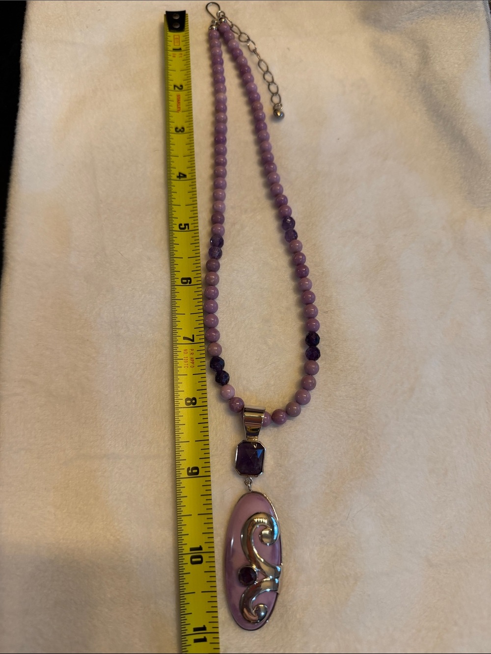 Jay King Amethyst & Phosphorite Pendant Necklace-Sterling Silver(228) - Picture 3 of 6
